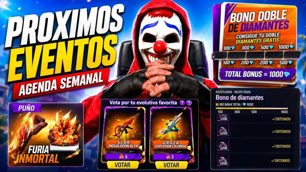 cuales son los proximos eventos en free fire que ofrecen diamantes